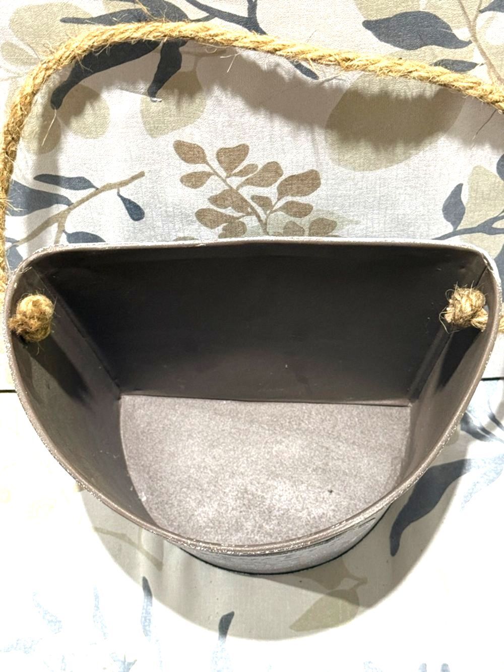 Rustic Metal Flower Pot with Rope Handle - Brown - Picture 2 of 9